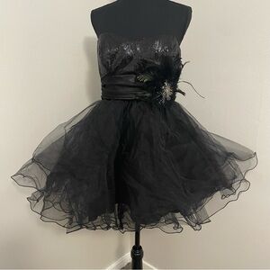 SPEECHLESS‎ Juniors Sz 9 Sequin Feather Organza Tutu Strapless Mini Dress HOCO